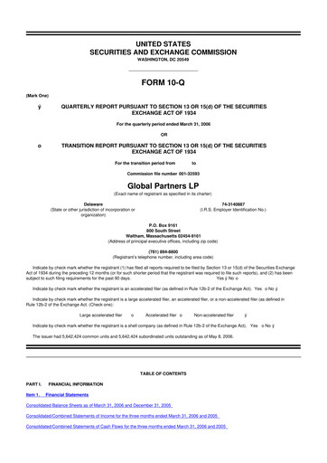 Thumbnail Global Partners LP 10-Q Quarterly Report FY 