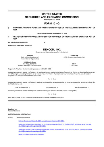 Miniature DexCom 10-Q Rapport trimestriel  