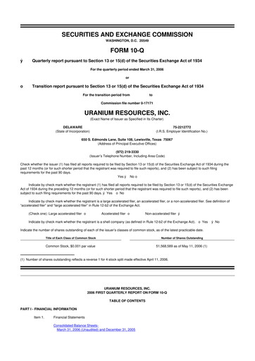 Vorschaubild Westwater Resources
 10-Q Quartalsbericht  