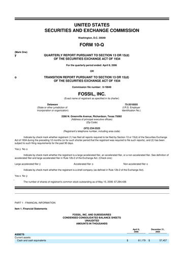 Thumbnail Fossil Group 10-Q Quarterly Report FY 