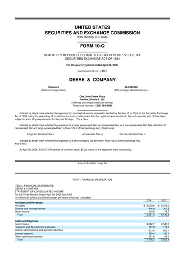 Thumbnail Deere & Company (John Deere) 10-Q Quarterly Report FY 