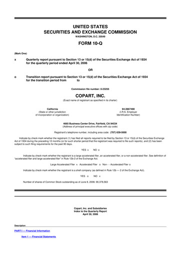 Miniature Copart
 10-Q Rapport trimestriel  