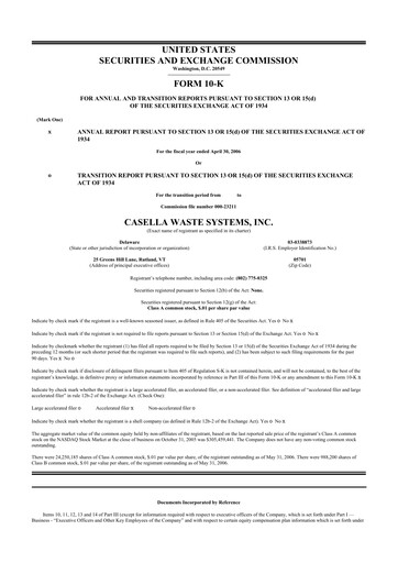 Thumbnail Casella Waste Systems
 10-K Annual Report 