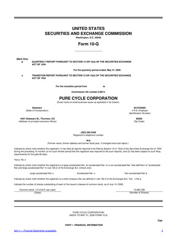 Vorschaubild Pure Cycle (water) 10-Q Quartalsbericht  
