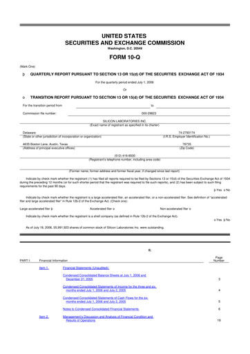 Thumbnail Silicon Labs
 10-Q Quarterly Report FY 