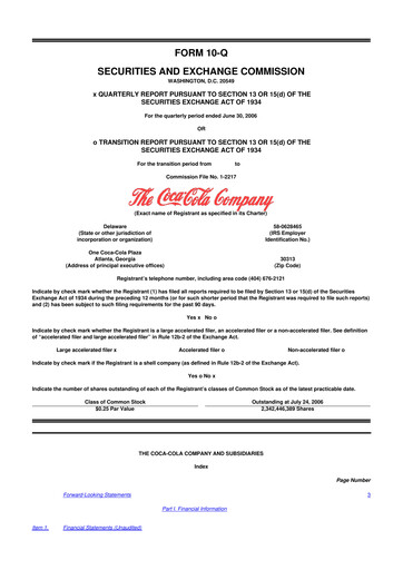 Vorschaubild Coca-Cola 10-Q Quartalsbericht  