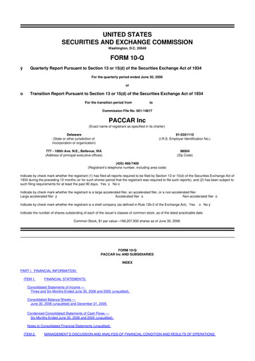 Vorschaubild Paccar 10-Q Quartalsbericht  