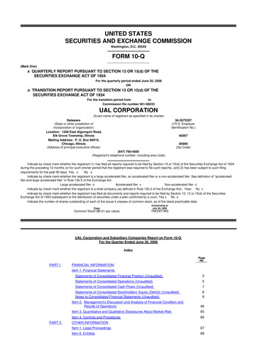 Thumbnail United Airlines Holdings
 10-Q Quarterly Report FY 