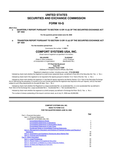 Thumbnail Comfort Systems USA 10-Q Quarterly Report FY 