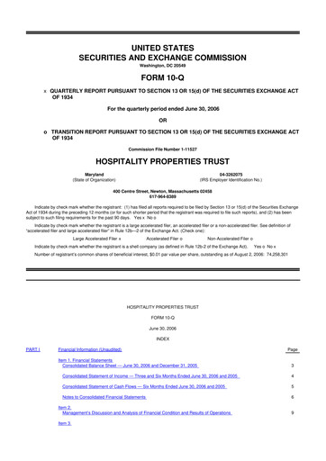 Thumbnail Service Properties Trust 10-Q Quarterly Report FY 