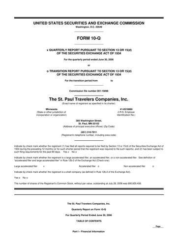 Thumbnail The Travelers Companies 10-Q Quarterly Report FY 