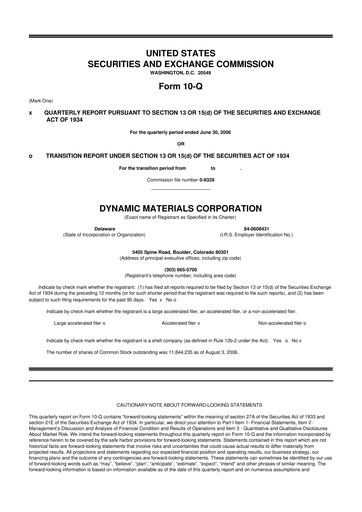 Miniature DMC Global 10-Q Rapport trimestriel  