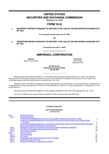 Thumbnail Amphenol 10-Q Quarterly Report FY 