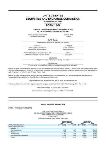 Thumbnail SJW Group
 10-Q Quarterly Report FY 