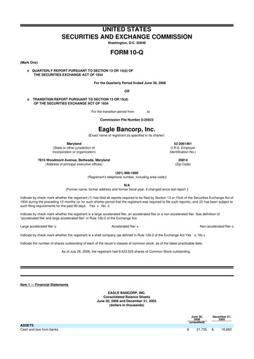 Thumbnail Eagle Bancorp 10-Q Quarterly Report FY 