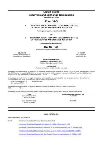 Thumbnail Gaia 10-Q Quarterly Report FY 