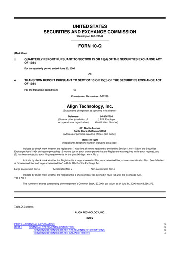 Miniature Align Technology
 10-Q Rapport trimestriel  
