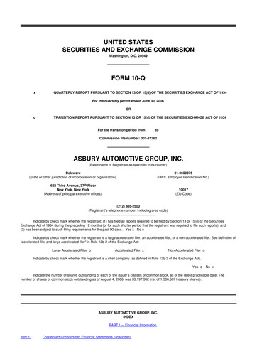 Miniature Asbury Automotive Group 10-Q Rapport trimestriel  