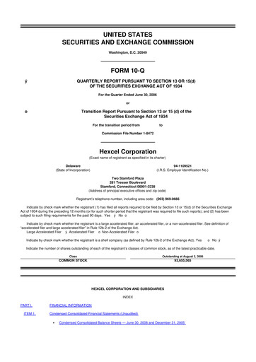 Thumbnail Hexcel
 10-Q Quarterly Report FY 
