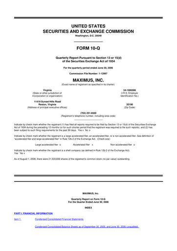 Thumbnail Maximus 10-Q Quarterly Report FY 