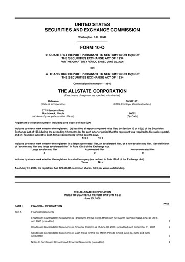 Vorschaubild Allstate 10-Q Quartalsbericht  
