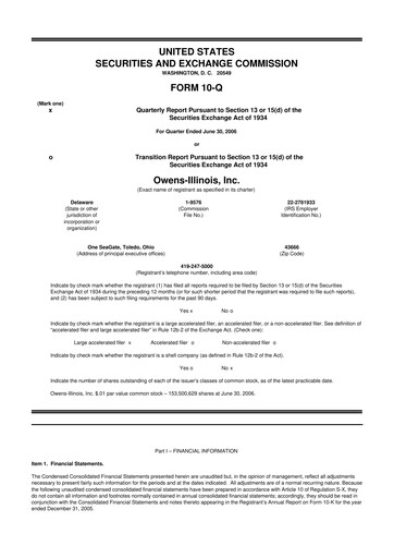 Thumbnail O-I Glass
 10-Q Quarterly Report FY 