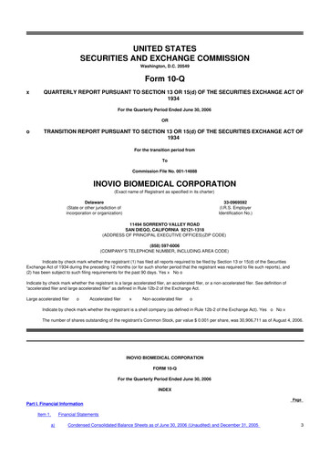 Vorschaubild Inovio Pharmaceuticals 10-Q Quartalsbericht  