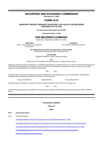 Thumbnail Macerich 10-Q Quarterly Report FY 