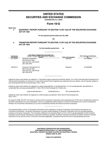 Vorschaubild Huntsman Corporation
 10-Q Quartalsbericht  