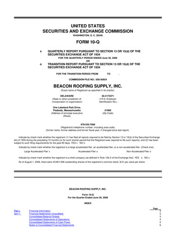Vorschaubild Beacon Roofing Supply 10-Q Quartalsbericht  