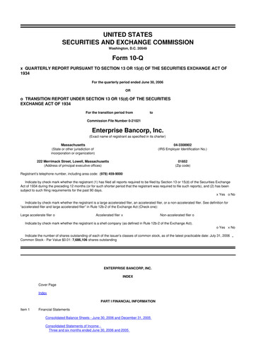 Thumbnail Enterprise Bancorp 10-Q Quarterly Report FY 