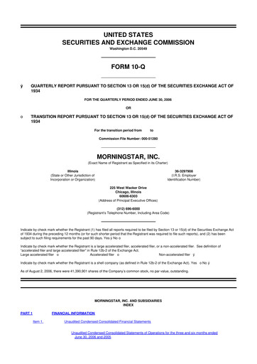 Vorschaubild Morningstar
 10-Q Quartalsbericht  