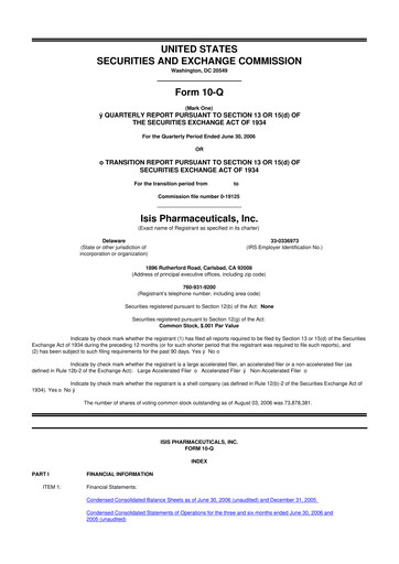 Vorschaubild Ionis Pharmaceuticals
 10-Q Quartalsbericht  