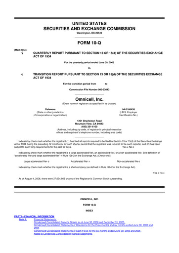 Thumbnail Omnicell
 10-Q Quarterly Report FY 