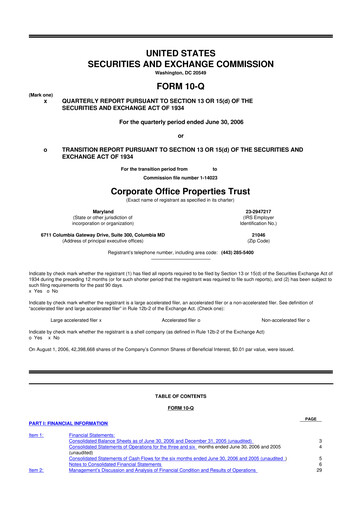 Thumbnail COPT Defense Properties 10-Q Quarterly Report FY 