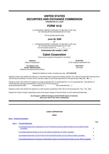 Thumbnail Cabot Corporation
 10-Q Quarterly Report FY 