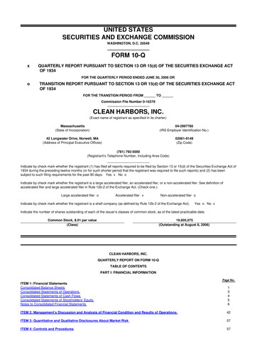 Thumbnail Clean Harbors
 10-Q Quarterly Report FY 