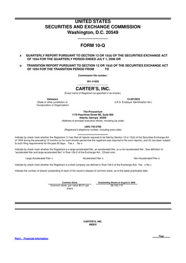 Vorschaubild Carter's 10-Q Quartalsbericht  