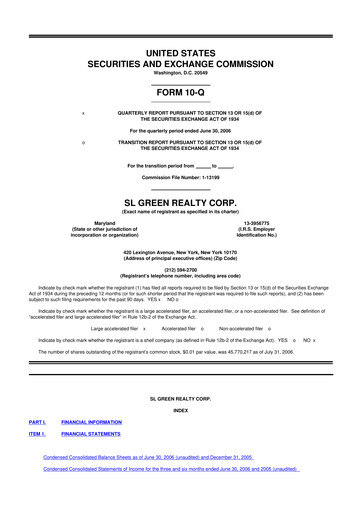 Thumbnail SL Green Realty
 10-Q Quarterly Report FY 