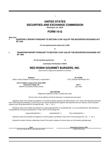 Thumbnail Red Robin
 10-Q Quarterly Report FY 