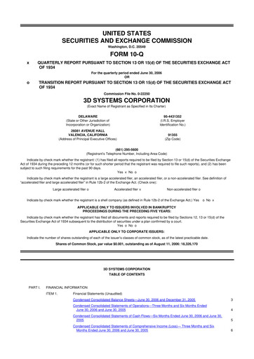 Thumbnail 3D Systems 10-Q Quarterly Report FY 