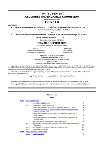 Thumbnail TriMas 10-Q Quarterly Report FY 