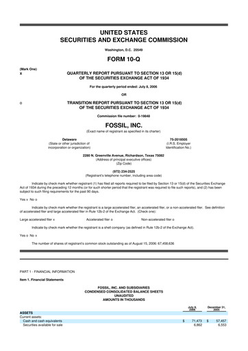 Thumbnail Fossil Group 10-Q Quarterly Report FY 