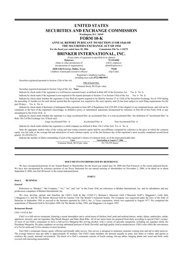 Thumbnail Brinker International
 10-K Annual Report 