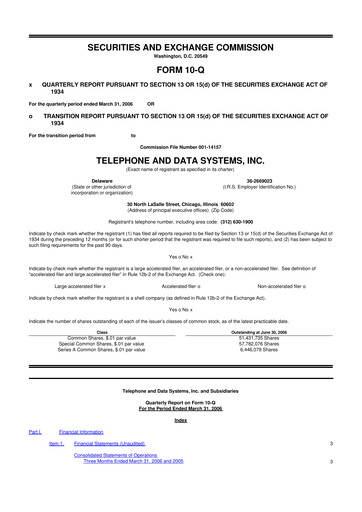 Thumbnail Telephone and Data Systems
 10-Q Quarterly Report FY 