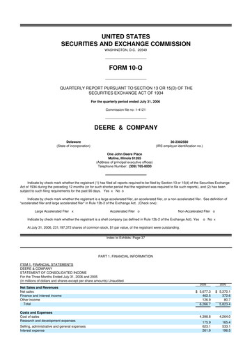 Thumbnail Deere & Company (John Deere) 10-Q Quarterly Report FY 