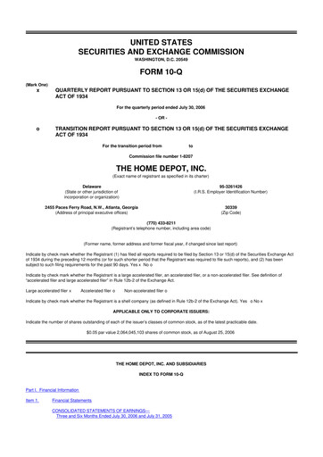 Vorschaubild Home Depot 10-Q Quartalsbericht  