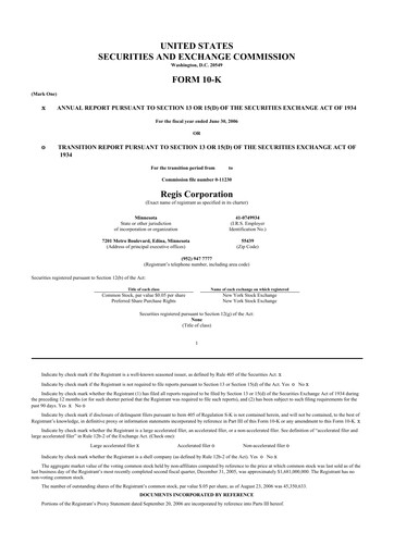 Thumbnail Regis Corporation
 10-K Annual Report 