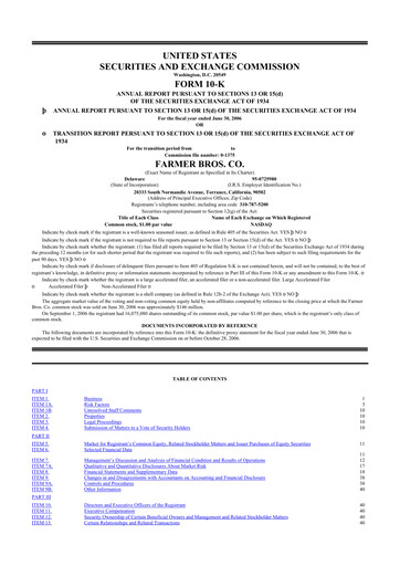 Thumbnail Farmer Brothers
 10-K Annual Report 