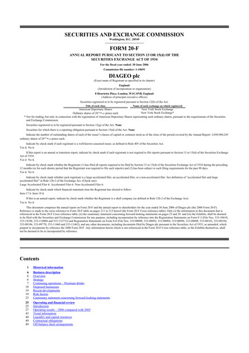 Miniature Diageo 20-F Rapport annuel 